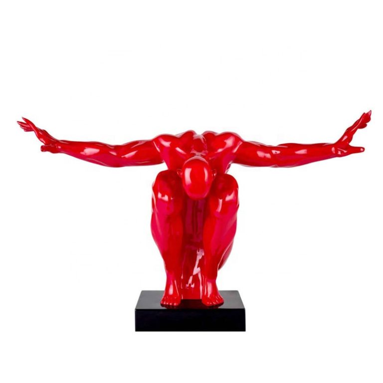 Red Painted Finish Man Statue Fiberglass Sculpture For Sale