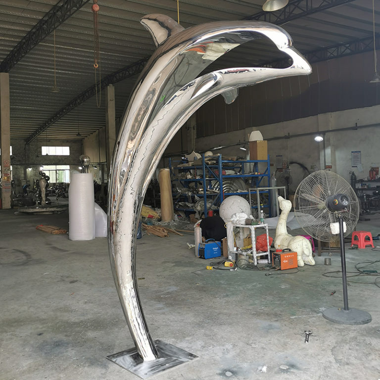 2.6m Outdoor Stainless Steel Dolphin Sculpture